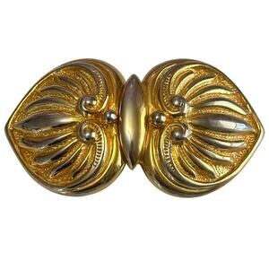 Vintage Douglass Paquette belt buckles heart shells gold tone interlocking